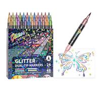 Générique Feutres Artistiques à paillettes | Double Pointe Non Déteint - Feutres de Coloriage pour Dessin,pour École Maison Cours Projets Créatifs Carnets Scrapbooking