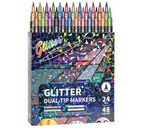 Générique Feutres Artistiques à paillettes,Pointes Fines Sans Bavure,Feutres de Coloriage pour - pour École Maison Cours Projets Créatifs Carnets Scrapbooking