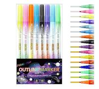 Générique Feutres Double Pointe - 8 Stylos à Paillettes | Outils de Dessin pour Artisanat Scolaire Cartes de Vœux Coloriage