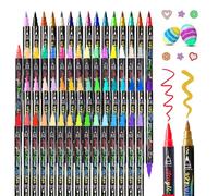Générique Feutres Double Pointe | Set de Stylos Artistiques | Stylo Double Pointe Fine et Pinceau 60 Couleurs pour Dessin Peinture sur Bois Tissu Adultes