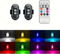 Générique Feux D'avertissement D'urgence à LED, LumièRe Stroboscopique Led Sans Fil Avec TéLéCommande, 8 Couleurs Usb Charing Waterproof Anti-Collision, For Car Motorcycle Drone Aircraft Bike (2PCS)