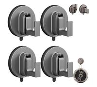 Générique Ffunhoo Heavy Suction Cups Without Bore, Heavy Duty No Drill Suction Cup Hooks, Duty Vacuum Suction Cup Hooks for Bathroom Kitchen, Reusable & Removable, Capable of bearing 5kg (4pcs)