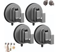 Générique Ffunhoo Heavy Suction Cups Without Bore, Heavy Duty No Drill Suction Cup Hooks, No-Drill Peel & Stick Reusable Hooks,For Bathroom Kitchen Glass Tile (black,4pcs)