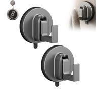 Générique Ffunhoo Heavy Suction Cups Without Bore, Heavy Duty No Drill Suction Cup Hooks, No-Drill Peel & Stick Waterproof Reusable Hooks, for Bathroom, Kitchen, Glass (gray,2PCS)