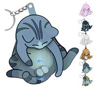 Générique Fidget Cat Keychain, Funny Wiggling Cat Keychain, 3D Mischief Cats Interactive Keychains, Pullable Head and Rotating Eggs Toy Design, with Rotating Cats Eggs (Light Grey)