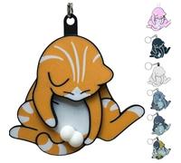 Générique Fidget Cat Keychain, Funny Wiggling Cat Keychain, 3D Mischief Cats Interactive Keychains, Pullable Head and Rotating Eggs Toy Design, with Rotating Cats Eggs (Orange)