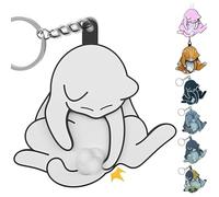 Générique Fidget Cat Keychain, Funny Wiggling Cat Keychain, 3D Mischief Cats Interactive Keychains, Pullable Head and Rotating Eggs Toy Design, with Rotating Cats Eggs (White)