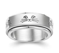 Générique Fidget Ring - Spinner Jewelry | Rotating Calming Band with Cute Cat Pattern Smooth Silent Spin Comfort Fit Design for Women Men, Teens, Girls, Daily Wear Relaxation