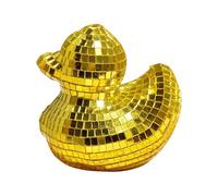 Générique Figurine Canard Disco Jaune Boule à facettes, Statue Sculpture Canard créative drôle, Ornement décoration Maison Verre Miroir pour Bureau Table Chambre Salon Bureau fête Cadeau