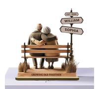 Générique Figurine Couple Vieillissant Ensemble | Sculptures en Bois Vieillir Côte À Côte - Figurine Décorative en Bois pour Bureau - Idée Cadeau pour Femme, Homme, Couple ou Parents
