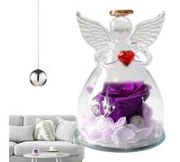 Générique Figurine d'ange avec, Ange en Verre avec préservée - Fleur préservée dans des Cadeaux de Figurines d’Ange en Verre | Cadeau de Fleur éternelle pour Thanksgiving, Mariage, Noël, Anniversaire
