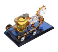 Générique Figurine de Calèche en Cristal Teinté Brun Yuanbao Chinois - Décoration Feng Shui de Richesse pour Maison, Bureau et Voiture - Ornement du Cheval du Zodiaque 2026, Statuette