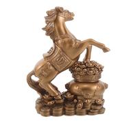 Générique Figurine de Cheval Feng Shui en Résine, Grosse Taille 18 Cm, Couleur Bronze Antique, Sculpture Zodiacale Chinoise pour Décoration Maison et Bureau, Symbole de Prospérité et