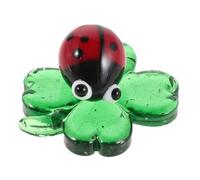 Générique Figurine de Coccinelle Décoration de Table Élégante en Verre sur Trèfle à Quatre Feuilles Vert Ornement Unique Inspirant Chance et Positivité pour Salon