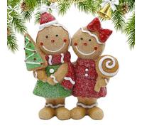 Générique Figurine de Noël - Couple de Pain d'épice pour Ordinateur de Bureau, Statue de Maison avec Design Festif, Accessoires décoratifs pour la Table à Manger de la bibliothèque de cheminée