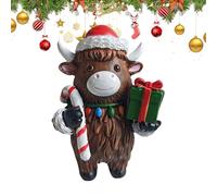 Générique Figurine de Vache Highland en Résine pour Noël | Sculpture de Noël Bovine Écossaise | Ornement en Résine Écossais pour Foyer Fêtes Étagère Cheminée Table Centre de Table