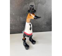 Générique Figurine Décorative en Bois de Canard avec Chapeau, Style Vintage, 20 cm, Noir et Blanc