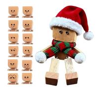 Générique Figurine en Bois Tremblant | avec Chapeau De Père Noël Et Jouets Articulés,en Bois Tremblant avec 12 Expressions Magnétiques | pour Tableau De Bord Voiture Noël Maison