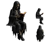 Générique Figurine Gothique Dark Fantasy, Statue de Lecteur d'ombre à Capuche, Figurines de Lecture mystère, Sculpture Assise, Sculpture de Livre de Lecture en résine pour Les Amateurs de Livres (B#)