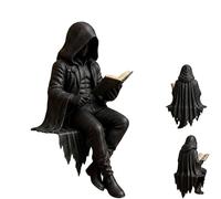 Générique Figurine Gothique Dark Fantasy, Statue de Lecteur d'ombre à Capuche, Figurines de Lecture mystère, Sculpture Assise, Sculpture de Livre de Lecture en résine pour Les Amateurs de Livres (C#)