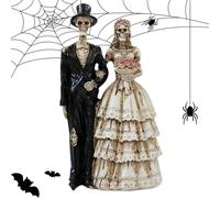 Générique Figurine Gothique de Couple Squelette - Décoration d'Intérieur Sculpture Figurine Romantique - Décorations Halloween Mariée Marié pour Maison Étagère Salon Chambre