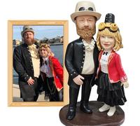 Générique Figurine Personnalisée à Têtes Ondulées, Figurine Faite à La Main, Faite à Partir De Votre Photo, Cadeau en Argile Fait à La Main pour l'anniversaire De La Décoration De La Maison De Bureau