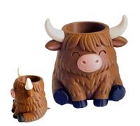 Générique Figurine Pot, Whimsical Miniature Cattle Statue, Centerpiece Ornament, Cute Windowsill Shelf Display, Indoor Outdoor Plant Container, Study Bedroom Living Room Accents