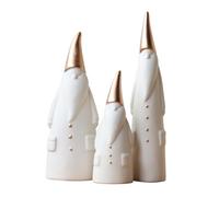 Générique Figurines Céramique Père Noëĺ - Ensemble 3 Pièces Statue Décoration Festive | Parure Maison Nordique Minimaliste | Sculpture Moderne Or & Blanc pour Salon, Manteau Table & Cheminée