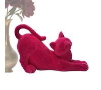 Générique Figurines | Cute Stretching Resin Flocked Sculpture, Desk Figurines - for Offices Library Bathroom Living Room Desk Bookshelf Outdoor Indoor Reading Animal Lover