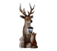 Générique Figurines de cerf de Jardin avec Lanterne Solaire, décorations de Noël, Figurine de cerf en résine, Lampes solaires de Jardin avec Lapin, hérisson, Loup pour décoration de Jardin extérieur