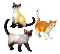 Générique Figurines De Chats pour | 3 Pièces Modèle de Chat Réaliste,Ornement de Bureau pour Chaton | pour Halloween Noël Anniversaire Salon Chambre Bureau Bibliothèque