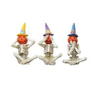 Générique Figurines De Squelette Halloween | Ensemble De Modeles en Resine Squelette Et Style Sombre - Décor Horreire Halloween Ne Vois Rien N'Entends Rien Ne Dis pour Jardin Balcon