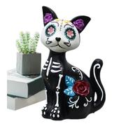 Générique Figurines d'halloween Décoration Résine Jour des Morts Effrayant | Figurines de Table Squelette Chat Chien pour Manteau Bureau Entrée Fête Cadeau Invités