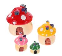 Générique Figurines Miniatures de Maison Champignon en Résine 4 Pièces, Décoration Adorable et Solide pour Pots de Fleurs ou Maison de Poupée