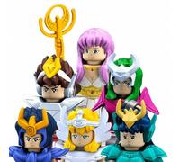 Générique Figurines Style Blocs de Construction, Set de 6 Mini Personnages avec Armures Cosmiques, Chevaliers du Cosmos, pour Fans Adultes Mini Blocs de Construction Héros Mythologiques