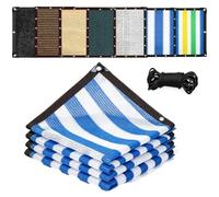 Générique Filet D'ombrage avec Oeillets,Respirant Filet Coupe Vent Protection UV,Voile Ombrage Ajourée Tissu D'ombrage,pour Terrasses Serres Jardins Aménagements Extérieurs,Blue Striped,1x9m