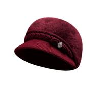 Générique Fille 3 Ans Bassin Chaud tricoté en Laine pour Femmes, Chapeau en Coton rembourré Bonnet Tété De Mort Homme (Red, One Size)