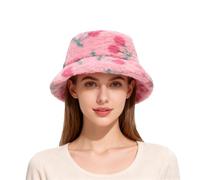 Générique Fille 6 Ans Bassin en Peluche imprimés Frais et élégants pour Femmes avec Un Universitaire Tendance, Mignons et Chauds Chapeaux de pêche d'hiver Juif Homme (Pink, One Size)