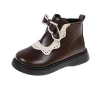 Générique Fille Argent Bout Pointu Bottes Velvet Warm Short Korean Style Side Zipper Versatile Soft Bottom Non Cotton Shoes Children's Fille Rouge Bout Rond Bottes (Brown, 33 Big Kids)