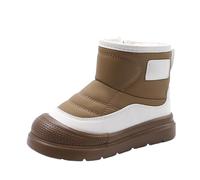 Générique Fille Blanc Cassé Bout Fermé Bottines And Girls Ankle Thick Soles Non Side Zippers Solid Color British Style Fille Métallique Bout Cap Bottes (Khaki, 30.5 Little Child)