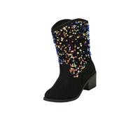 Générique Fille Bottines Printemps Boot Pointed Toes Heel Mid Calf Zipper Birthday Toddler To Big Kid Bout Composite Bottes Fille (Black, 34 Big Kids)