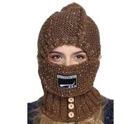 Générique Fille Hiver écharpe 2 en 1, Chapeau tricoté avec protège-Oreilles, équitation en Plein, élastique, Chaud, Chapeau tricoté Bonnet Nuit Fille (Khaki, One Size)