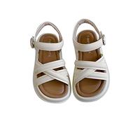 Générique Fille Jaune Orteils Séparés Sandales épais lacets collants princesse chaussures quotidien avec jupe portant Fille Métallique Beau Sandales (Beige, 30 Little Child)