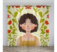 Générique Fille Rideaux Thermiques Mignon Rideaux Occultants (2 X 132 Cm L X 157 Cm P), Microfibre ImpriméS en 3D pour Salon et Balcon