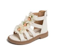 Générique Fille Violet Tennis Sandales Flowers High Top Roman Sandals Little Child/Big Kids Fille Blanc Cassé Bout En Amande Sandales (White, 34 Big Kids)