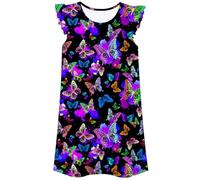 Générique Filles Chemise De Nuit, Pyjama À Manches Courte en Soie De Lait Eté Enfant Mignon Pyjama Robe De Nuit Nuisette Impressions Mignonnes Chemise De Nuit pour Filles 5-12 Ans