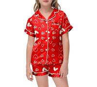 Générique Filles Ensemble De ma 2 Pièces Saint-Valentin Avec Nœud Imprimé Top Pantalon Shorts Vêtements De Tenues Haut Taille Élastique ume De on Rouge 6-7