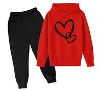 Générique Filles Ensembles,Vêtement de Jogging Survêtement Automne et Hiver Costume Vêtements Mode Ados Pantalon Sweats Haut 2 Pièce Sports Sweat Capuche Pantalons Ensembles Fille 7-12 Ans