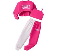 Générique Filles Jogging Survêtement Ensembles Costumes Fille Mode Enfant Unisex Costume Street Dance Outfit Sport d'Entraînement Décontracté Sports Sweat Capuche Pantalons Cadeau et Ado 3-14 Ans
