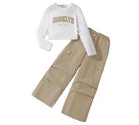 Générique Filles Loisirs Sweatshirt Set Enfants avec Pantalon Ensemble Automne et Hiver Costume Joggers Vêtements Mode Ados Sweats Haut 2 Pièce Encapuchonné Pull pour Fille 5-14 Ans